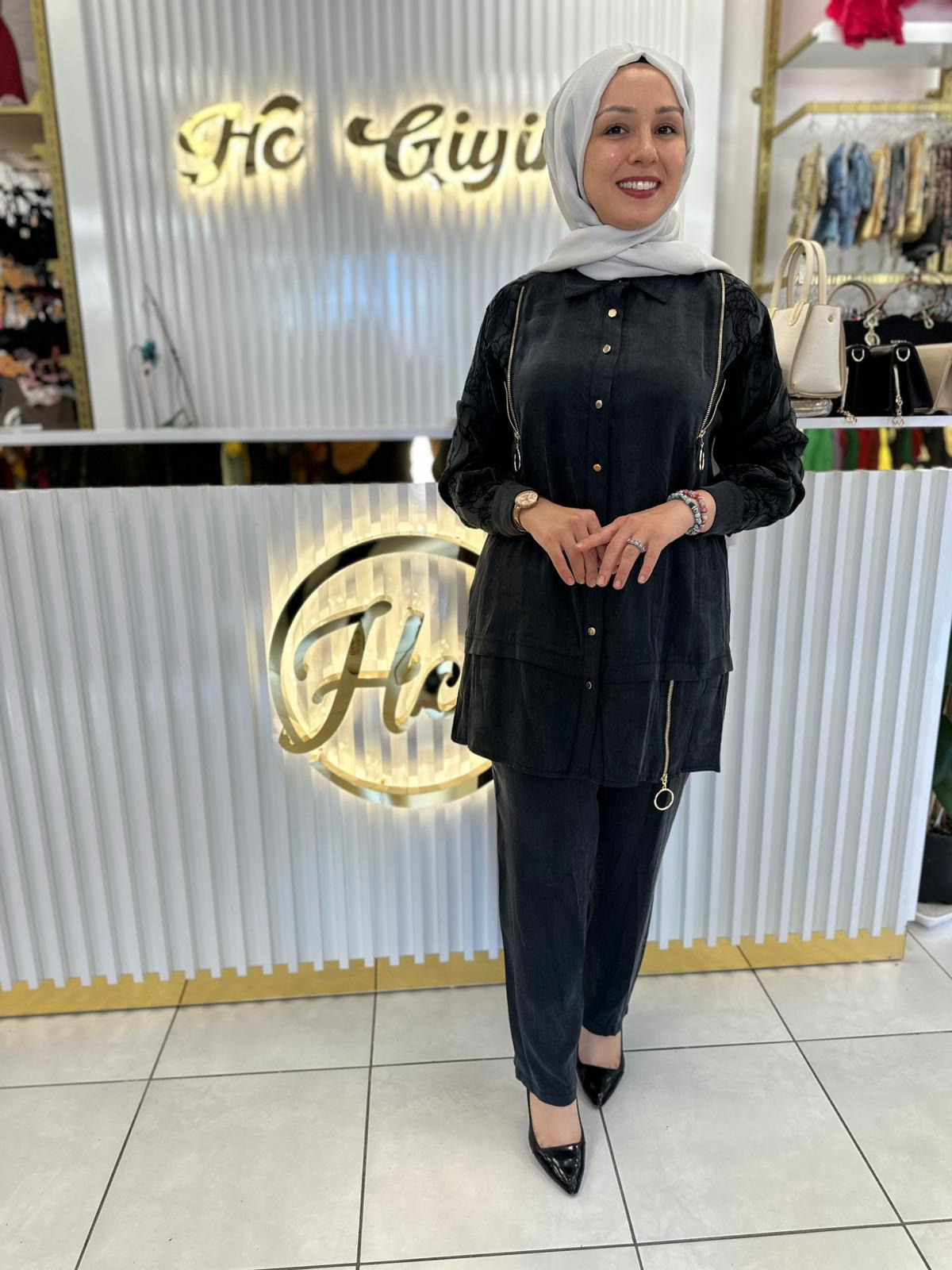 ANTRASİT İPEK CUPRA TAKIM