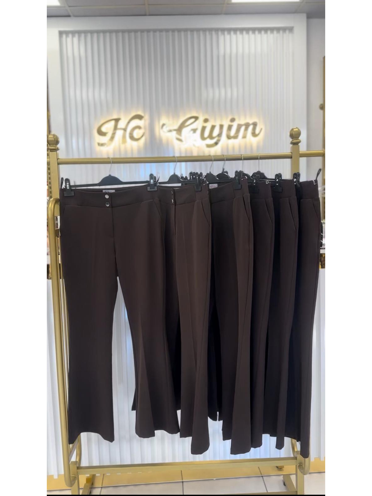 KAHVERENGİ DOUBLE KUMAŞ  İSPANYOL PAÇA PANTOLON