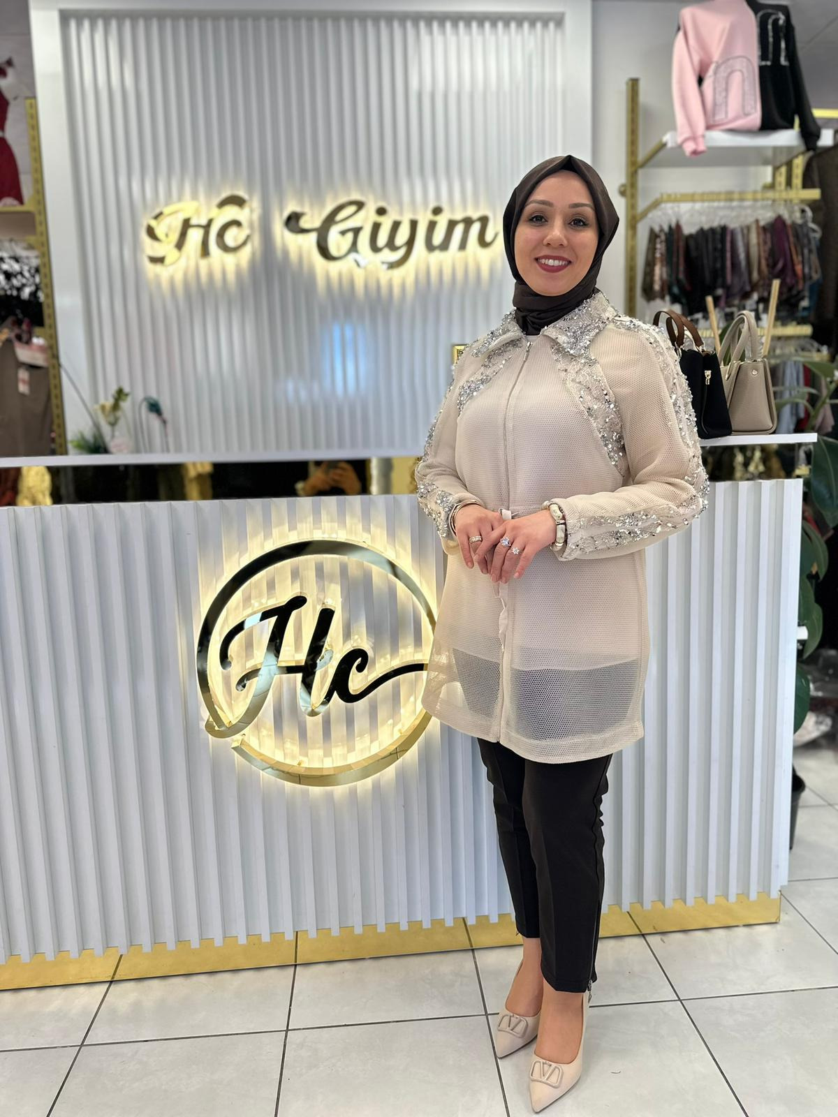 KREM İTHAL FİLE CEKET