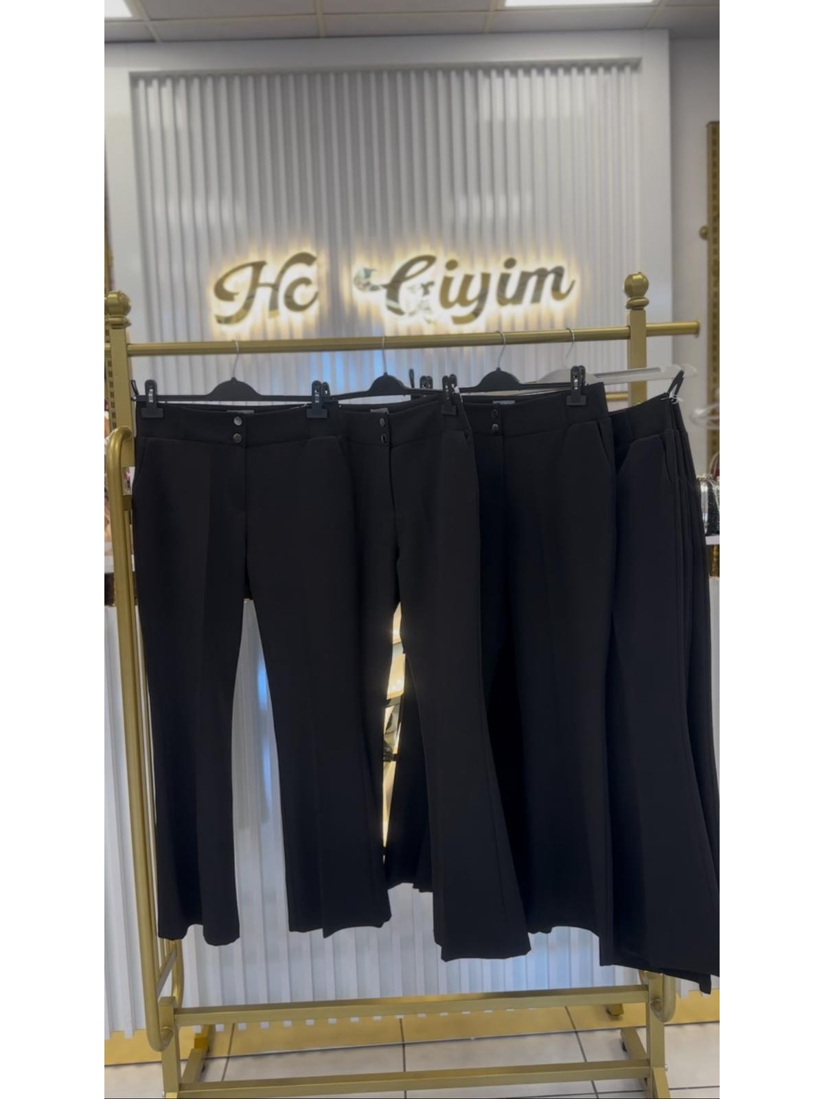 SİYAH DOUBLE KUMAŞ İSPANYOL PAÇA PANTOLON